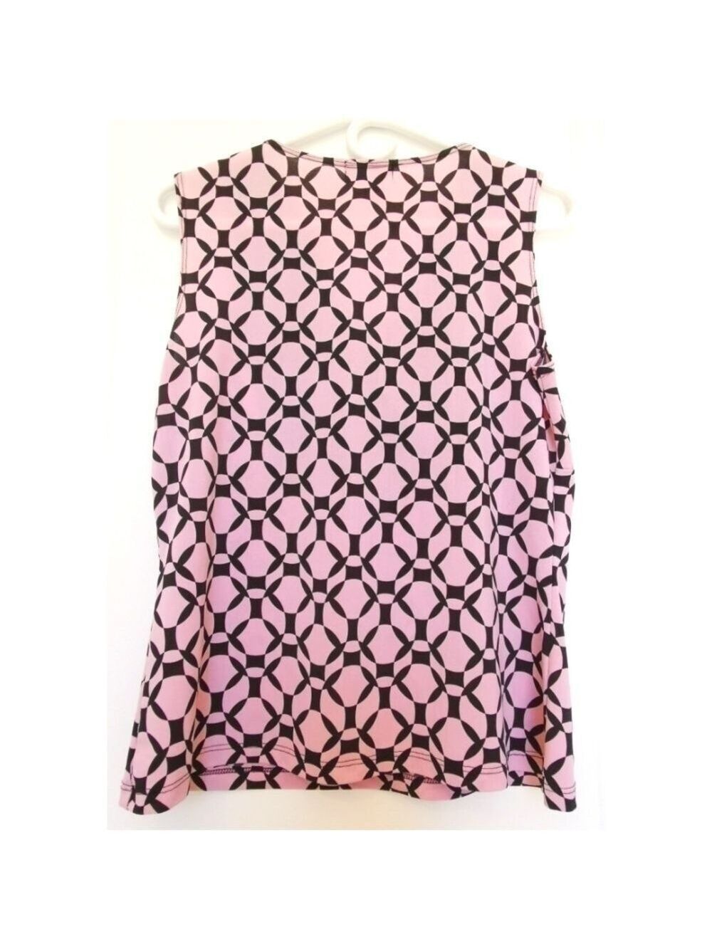 Laura top geometric pink black sleeveless V neck - Picture 3 of 6